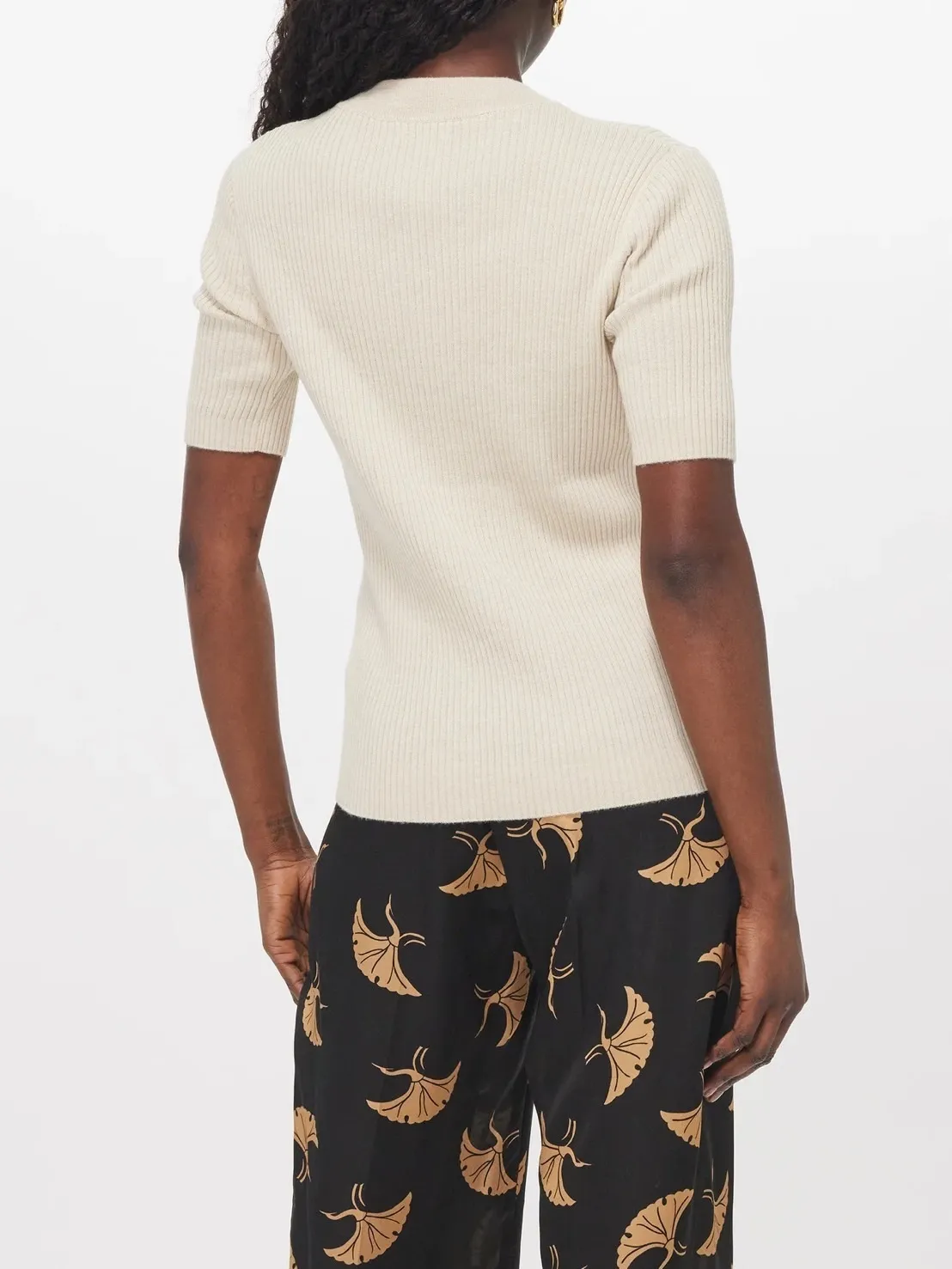 Dries Van Noten  |Plain V-Neck Wool Rib Short Sleeves