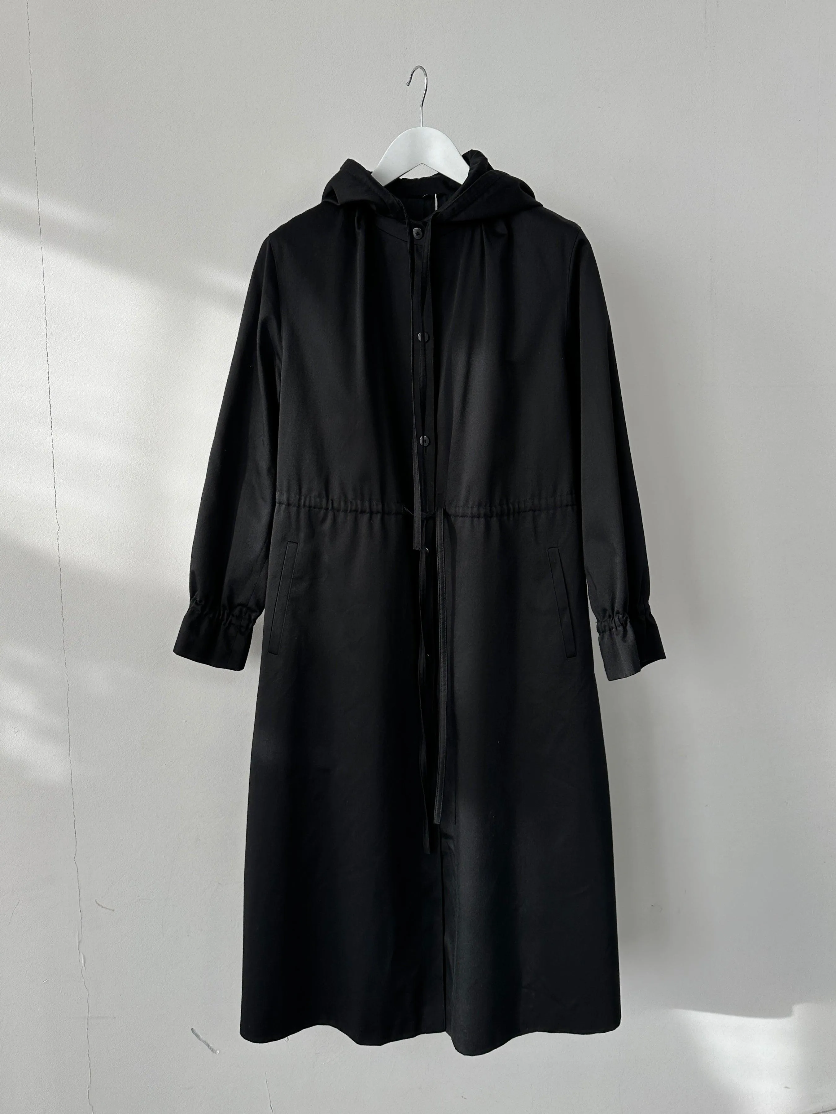 Vintage Cotton Tie Waist Hooded Trench Coat S