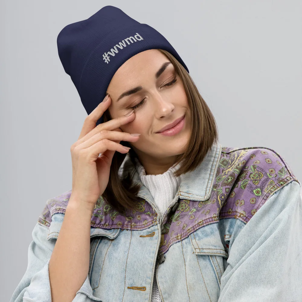 #wwmd (what would Margo do) White Embroidered Beanie, Various Colors