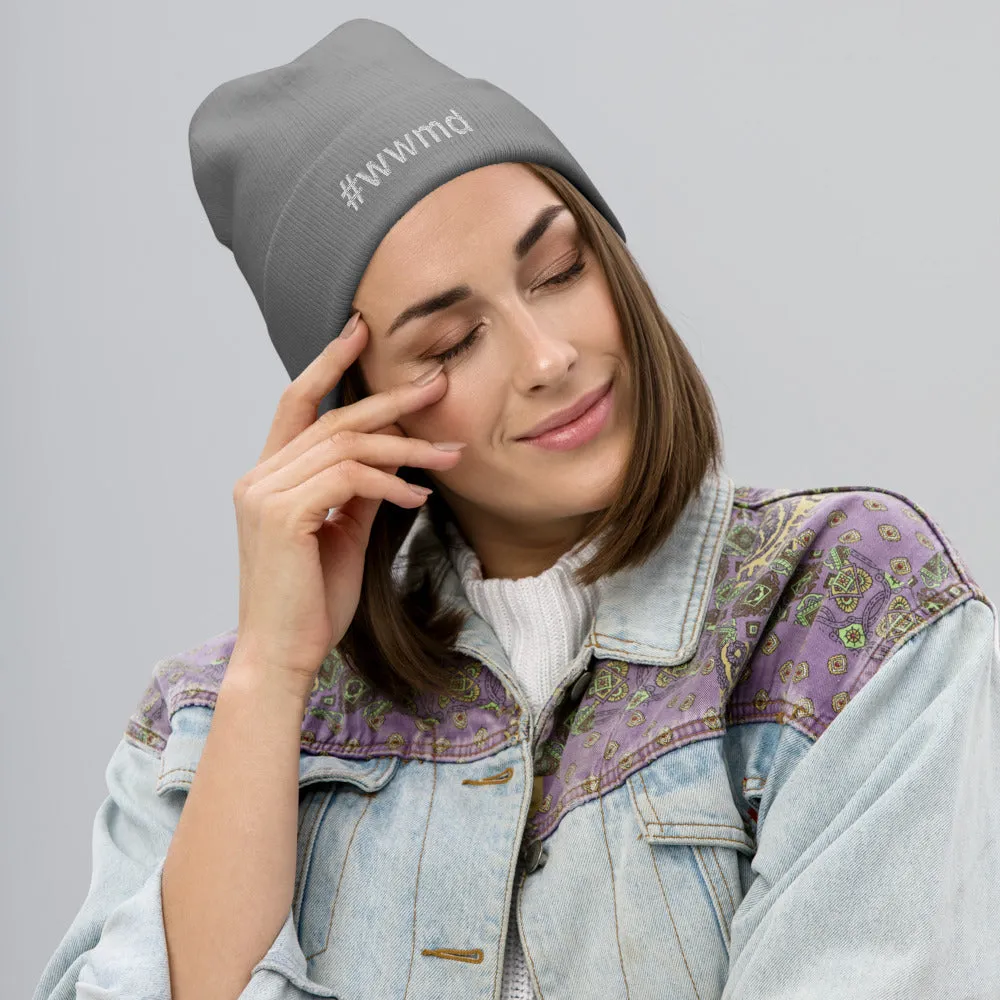 #wwmd (what would Margo do) White Embroidered Beanie, Various Colors