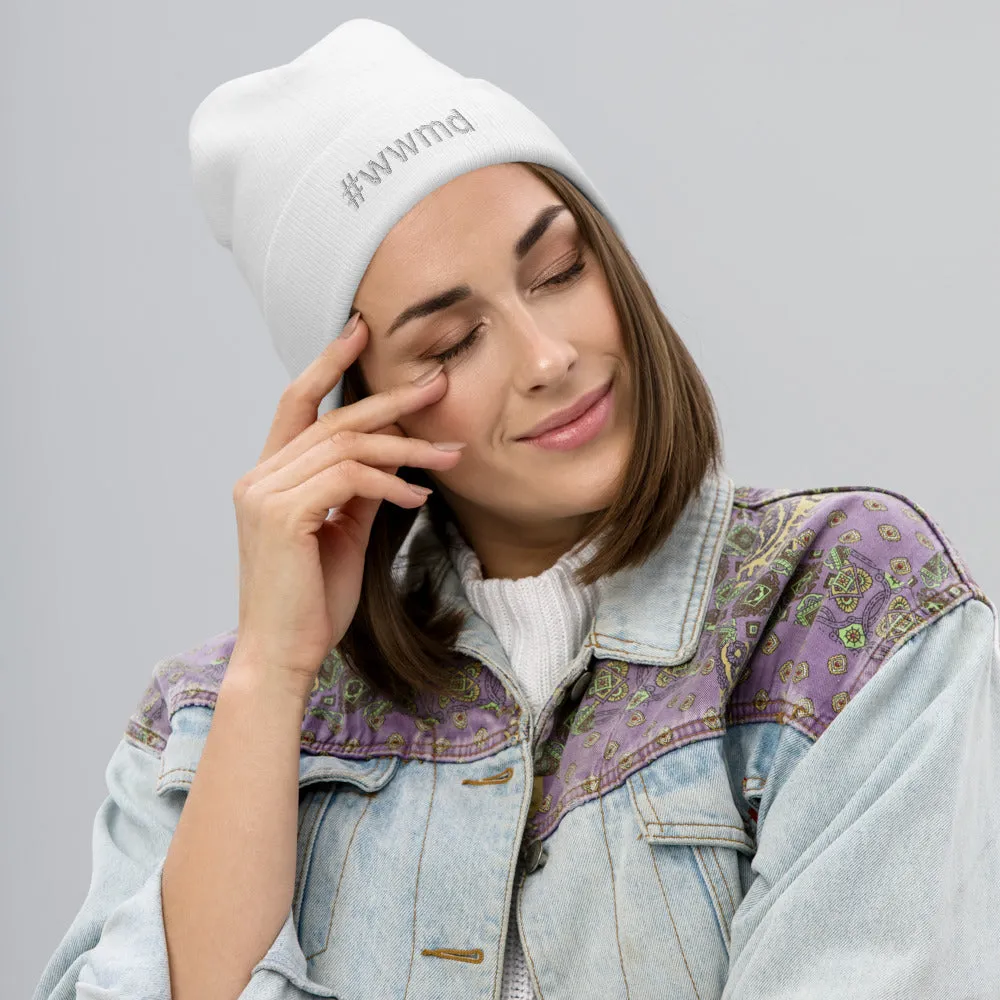 #wwmd (what would Margo do) White Embroidered Beanie, Various Colors