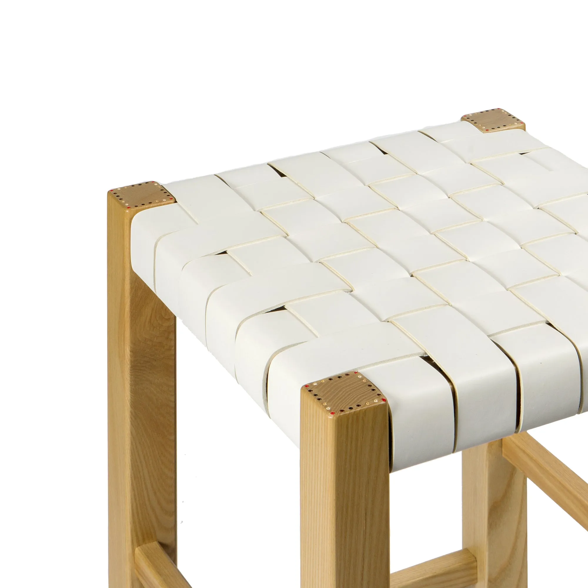 White Crossed Cuoio Nestor Stool