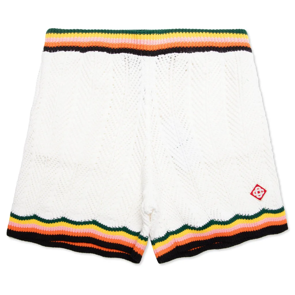 Chevron Lace Shorts in White and Multi