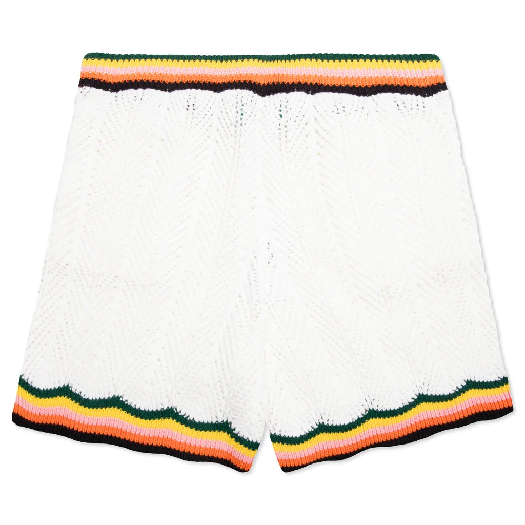 Chevron Lace Shorts in White and Multi