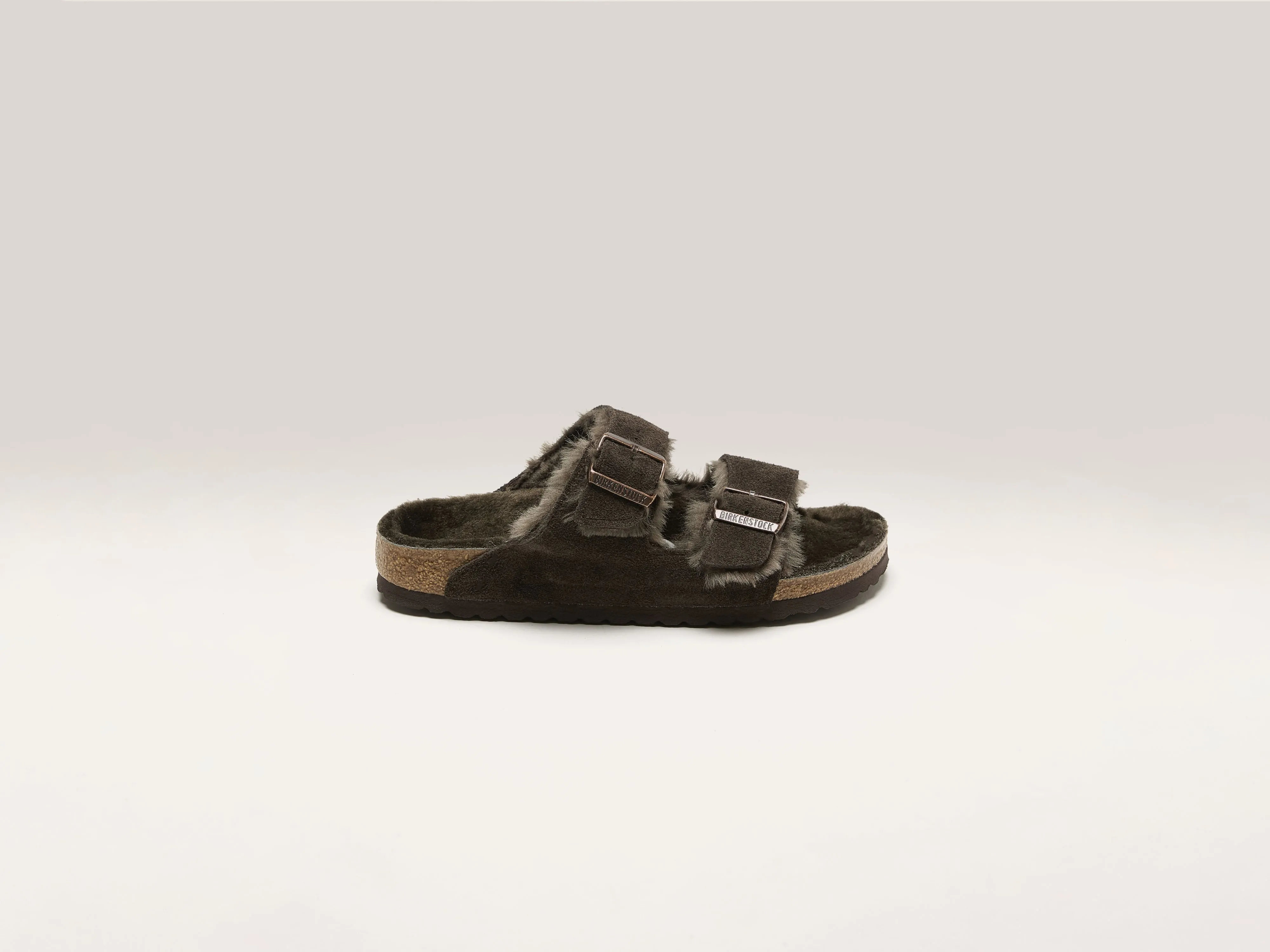 Women's Taupe Shearling Slide Sandal