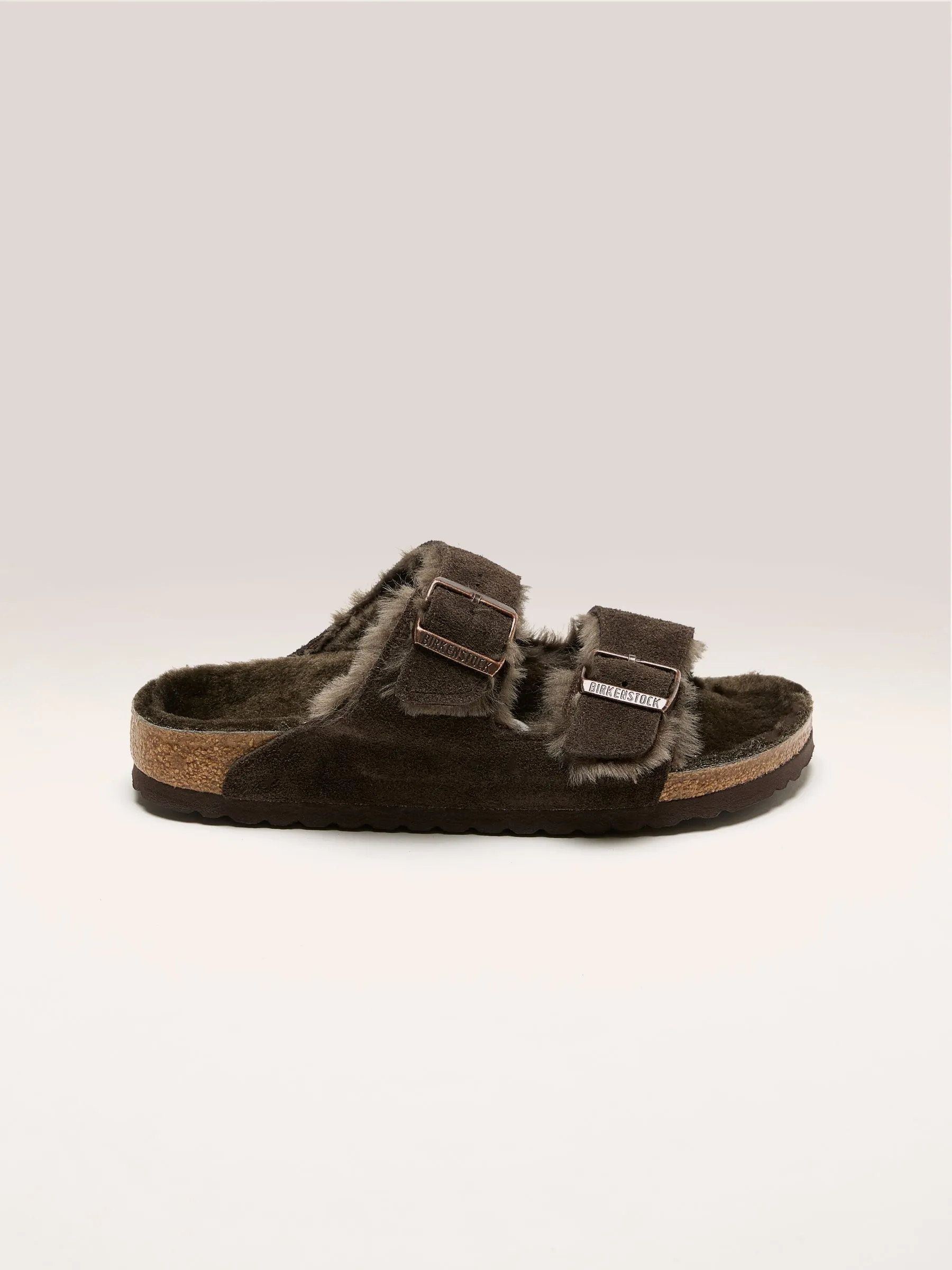 Women's Taupe Shearling Slide Sandal