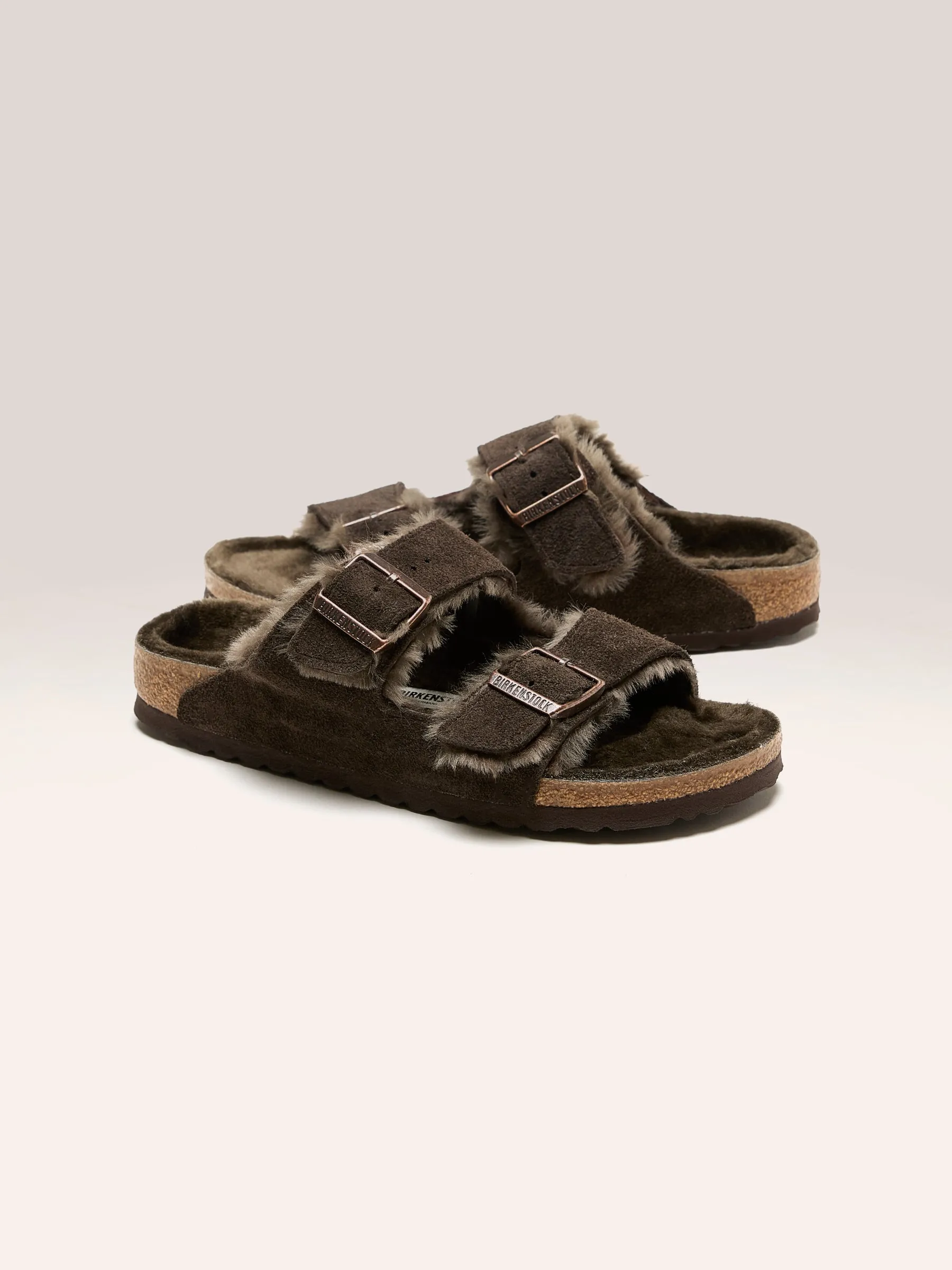 Women's Taupe Shearling Slide Sandal