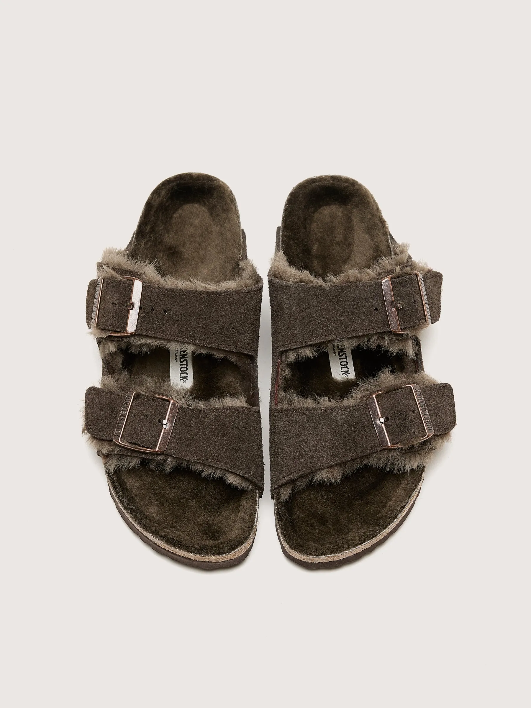 Women's Taupe Shearling Slide Sandal