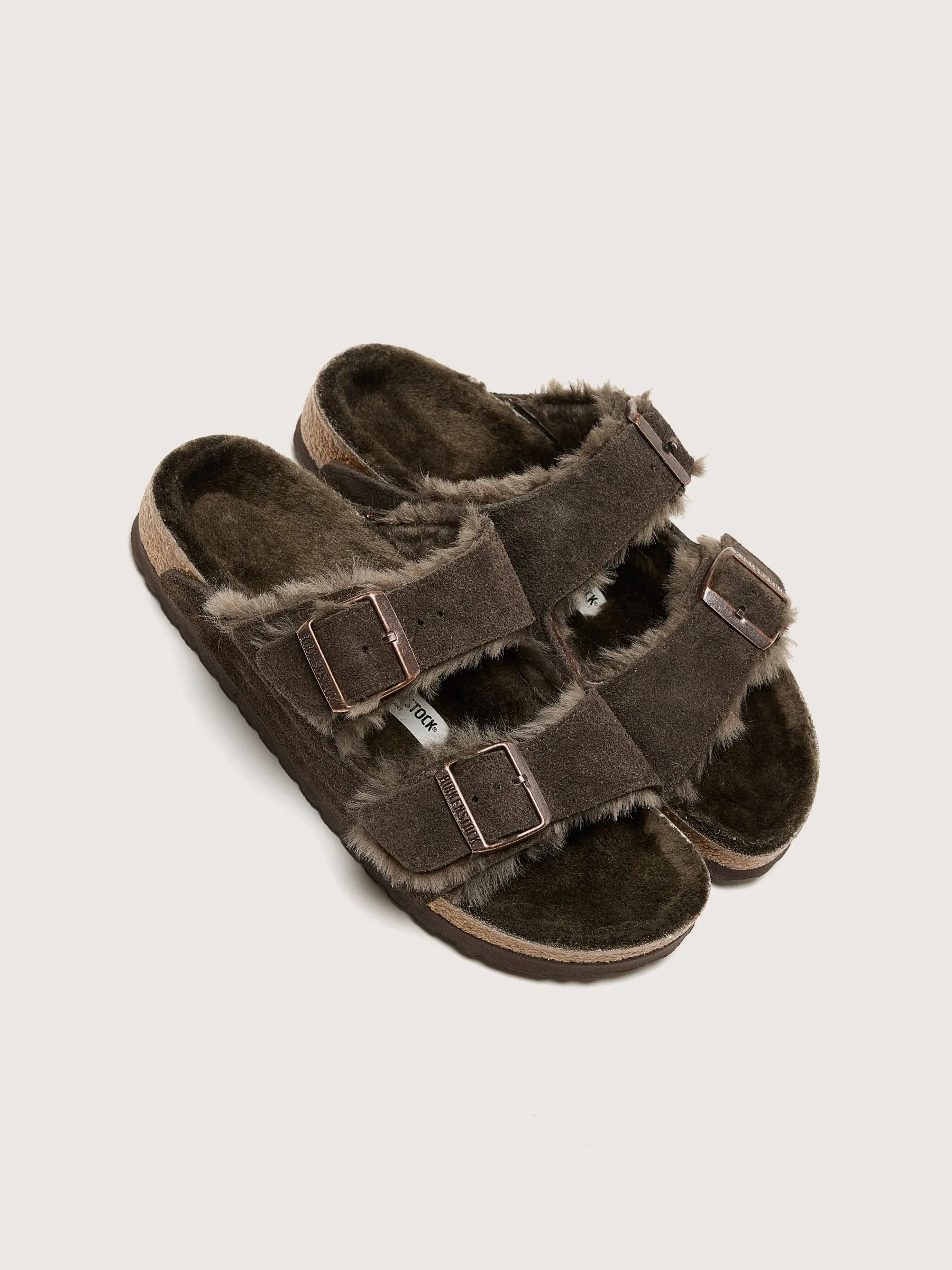 Women's Taupe Shearling Slide Sandal