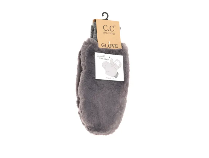 Women's Convertible Faux Fur Mittens