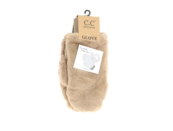 Women's Convertible Faux Fur Mittens