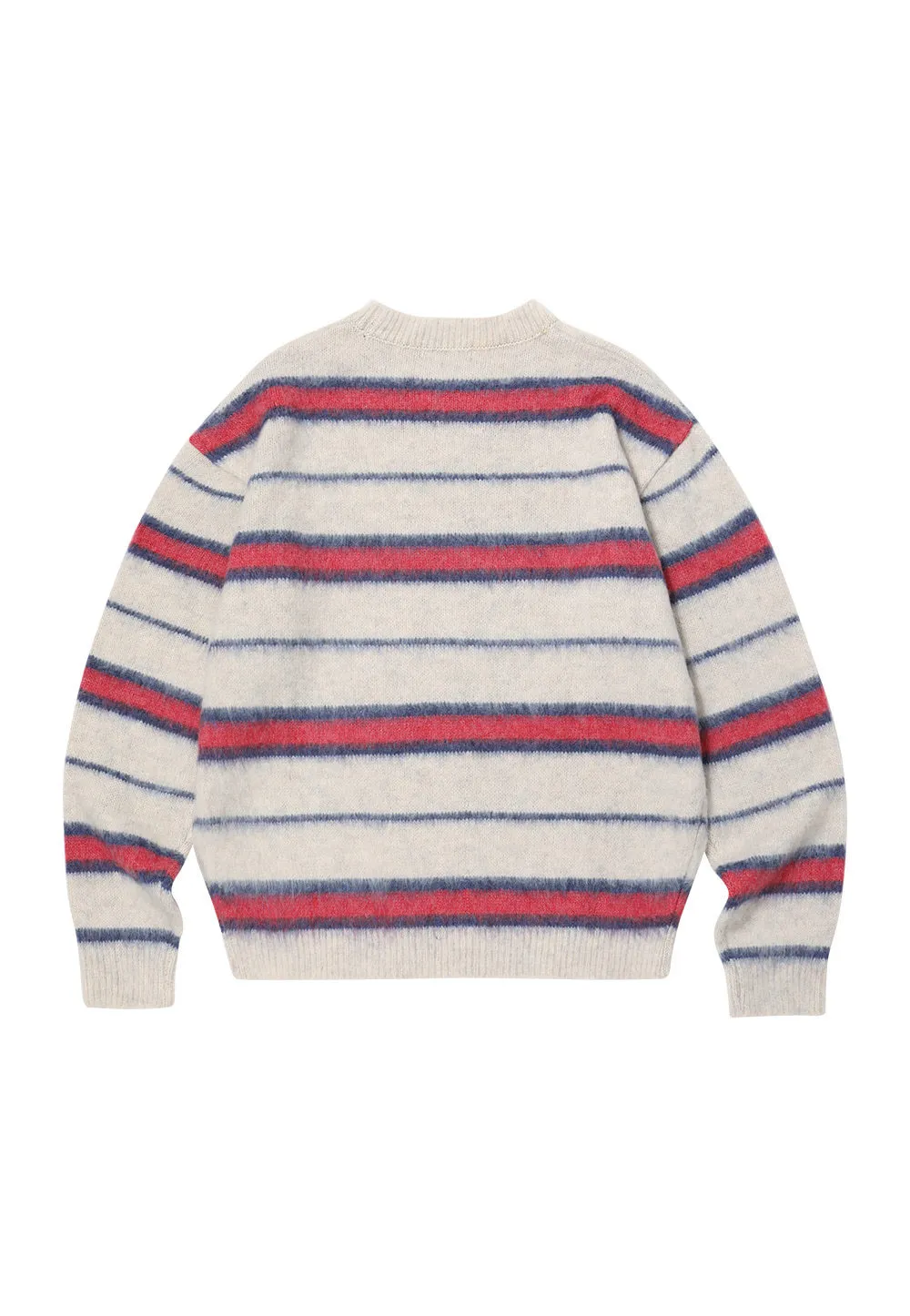 Striped U-Neck Wool Long Sleeve Street Style Top for Men and Women