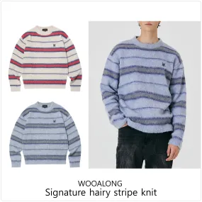 Striped U-Neck Wool Long Sleeve Street Style Top for Men and Women