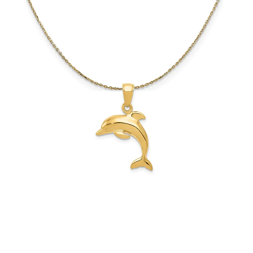 Yellow Gold Jumping Dolphin Necklace